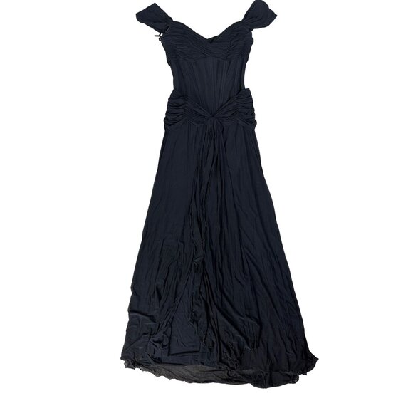 Vicky Tiel Couture Black Off-Shoulder Ruched Evening Gown Made In France size 12 - Picture 2 of 12